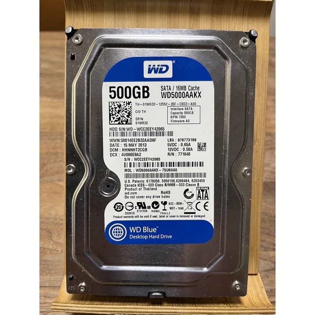 HDD 500GB 3.5 SATA WD 中古　④ スマホ/家電/カメラのPC/タブレット(PCパーツ)の商品写真