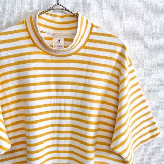 アナトミカ(ANATOMICA)のANATOMICA モックネック ボーダー Tシャツ 半袖 イエロー サイズ L(Tシャツ/カットソー(半袖/袖なし))