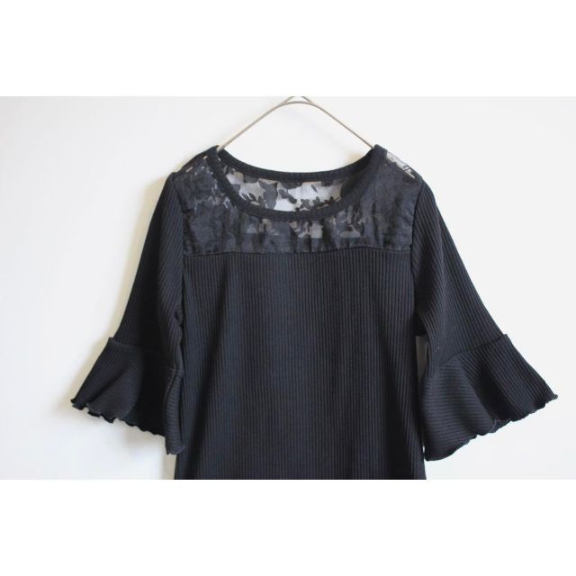 PROPORTION BODY DRESSING(プロポーションボディドレッシング)のproportion body dressing レース黒カットソー レディースのトップス(Tシャツ(半袖/袖なし))の商品写真