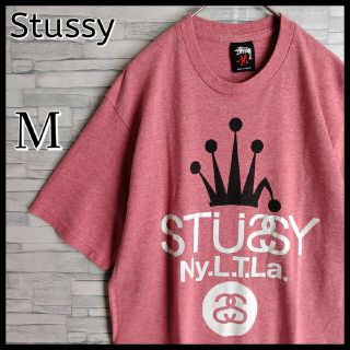 ステューシー(STUSSY)の【希少デザイン】ステューシー☆シャネルフォントロゴTシャツ　M　クラウン　ピンク(Tシャツ/カットソー(半袖/袖なし))