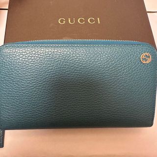 グッチ(Gucci)のグッチ　長財布　レディース　ブルー　箱付き(財布)