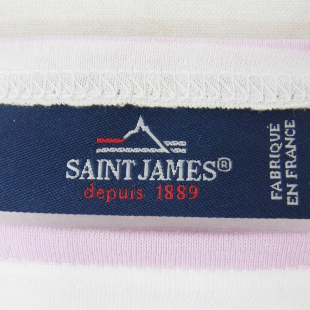 SAINT JAMES(セントジェームス)のSAINT JAMES セントジェームス ウェッソン ボーダー ７分丈 カットソー ピンク系 XS【中古】 レディースのトップス(カットソー(長袖/七分))の商品写真