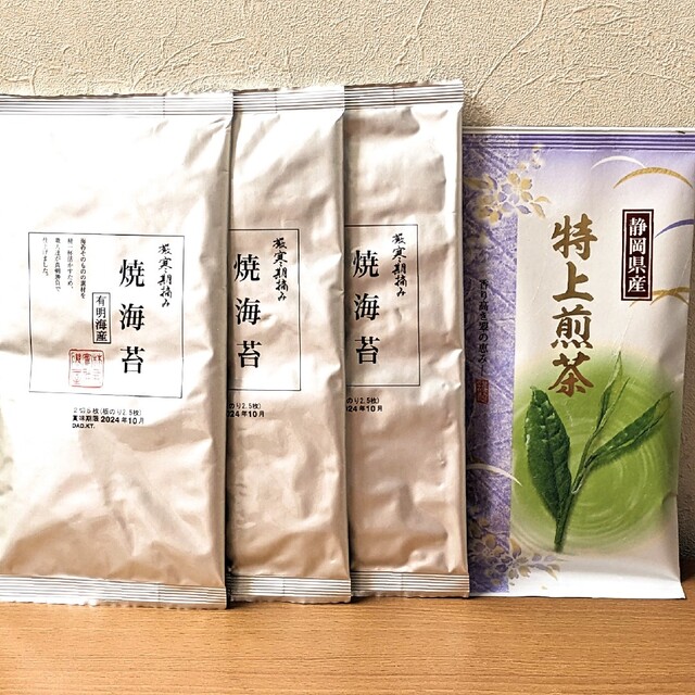 【新品】 静岡県産 特上煎茶 ＆ 有明海産 焼海苔セット 食品/飲料/酒の飲料(茶)の商品写真