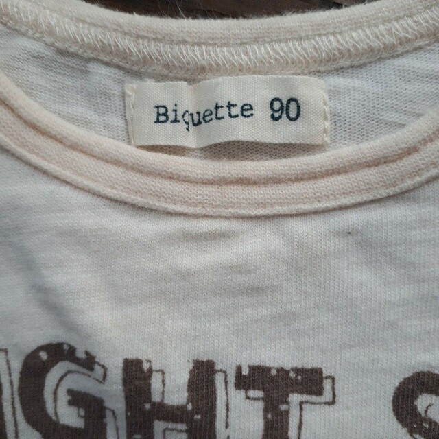 Biquette(ビケット)のカレッジTシャツ 90 Biquette ビケット 半袖 袖ボーダー キッズ/ベビー/マタニティのキッズ服男の子用(90cm~)(Tシャツ/カットソー)の商品写真