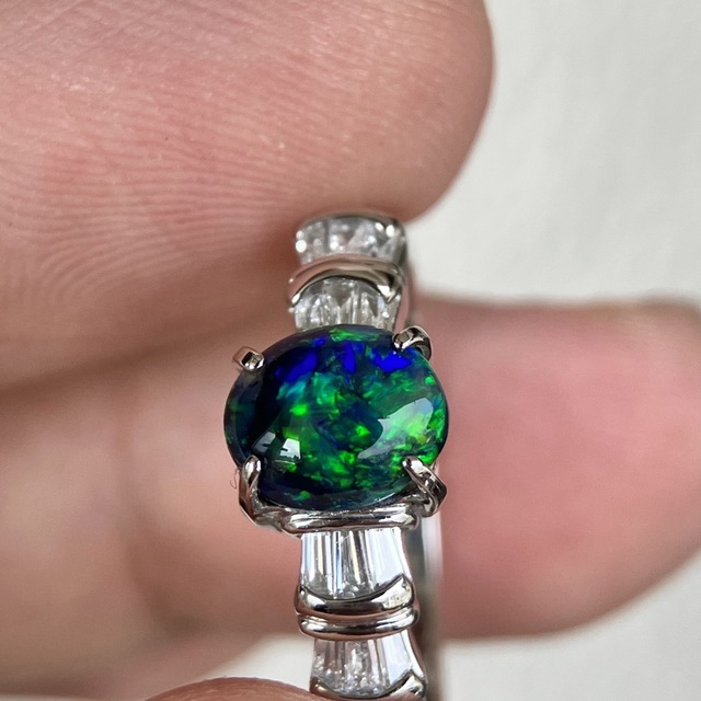 最高級 ブラックオパール0.798ct ダイヤ プラチナリングの通販 by