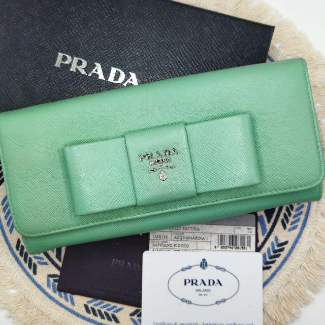 プラダ PRADA 長財布 フォッコ ミントグリーン サフィアーノ【66】 - 財布