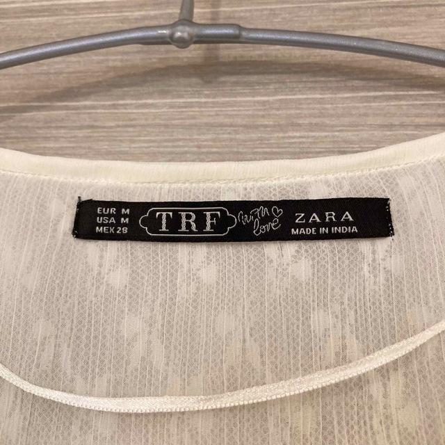 ZARA(ザラ)のZARA レーストップス　リボン　M レディースのトップス(シャツ/ブラウス(半袖/袖なし))の商品写真