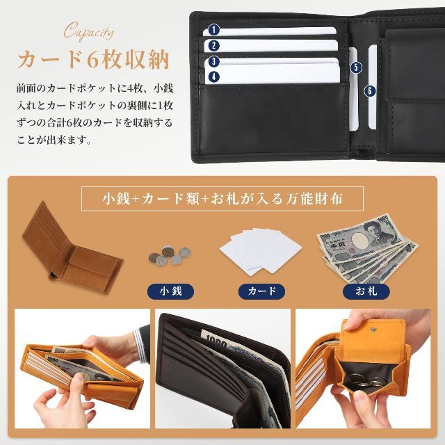 色: キャメル亀登鞄製作所 二つ折り 財布 財布 メンズ 本革 キャメル 4