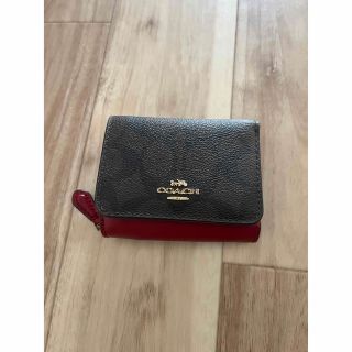 コーチ(COACH)のCOACH コーチ　シグネチャー コンパクト 三つ折り財布　 レッド(財布)