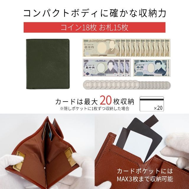 【色: navy】Dom Teporna 財布 メンズ 二つ折り財布 スマート