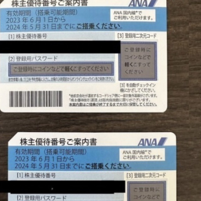 ＡＮＡ　(全日空) 株主特別優待券  ２枚セット　 チケットの乗車券/交通券(航空券)の商品写真