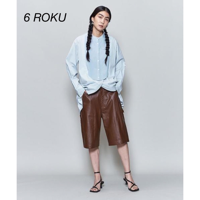 6 ROKU DRESS SHIRT プルオーバーシャツカラーブルーサックス