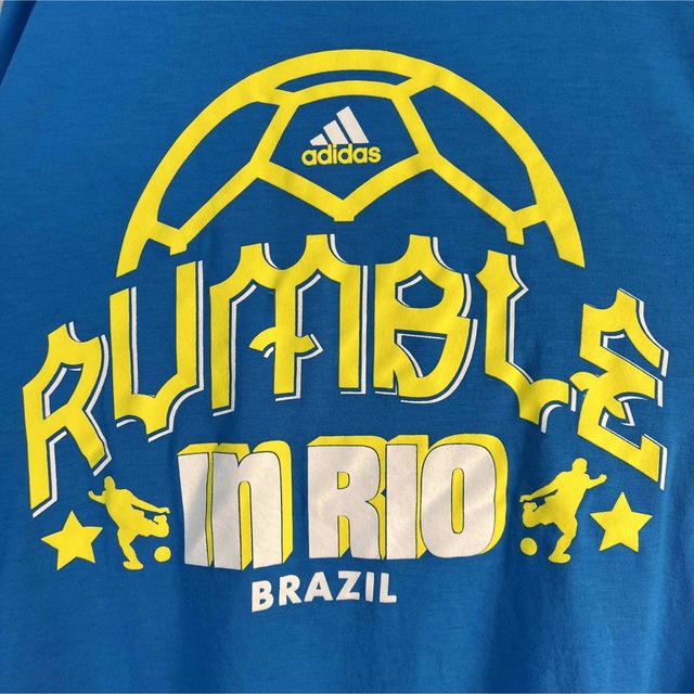 adidas(アディダス)のadidas デカロゴ プリント 半袖 サッカーTシャツ 青 ＸＬ　ゆるだぼ メンズのトップス(Tシャツ/カットソー(半袖/袖なし))の商品写真