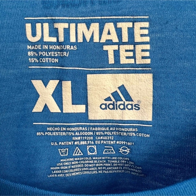 adidas(アディダス)のadidas デカロゴ プリント 半袖 サッカーTシャツ 青 ＸＬ　ゆるだぼ メンズのトップス(Tシャツ/カットソー(半袖/袖なし))の商品写真