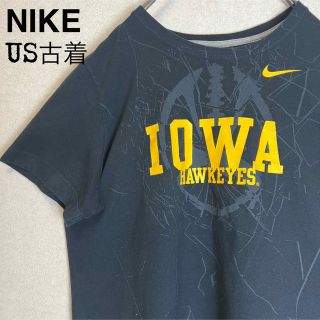 ナイキ(NIKE)のナイキ NIKE アイオワ大学 カレッジ Tシャツ 半袖　USA 古着　黒　XL(Tシャツ(半袖/袖なし))