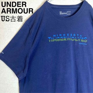 アンダーアーマー(UNDER ARMOUR)のヴィンテージ　アンダーアーマー　ロゴ　プリントTシャツ NBA　古着　紺色　LG(Tシャツ/カットソー(半袖/袖なし))