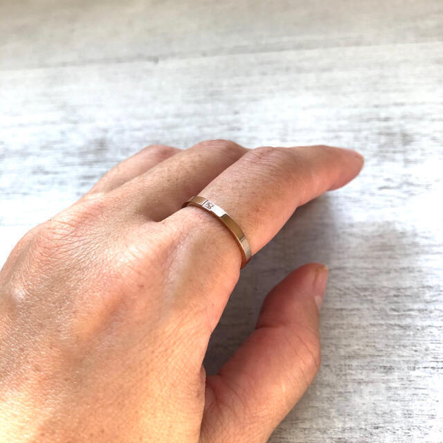 刻印無料アレルギー対応！ステンレス製CZペアリング　指輪　ピンキーリング ハンドメイドのアクセサリー(リング)の商品写真