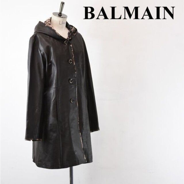 AL BA0004 高級 BALMAIN バルマン フーディー 総柄 レオパード