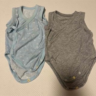 ユニクロ(UNIQLO)のguのカバーオール２枚とセット⭐︎ユニクロ　70 前開き　コットンメッシュ(肌着/下着)