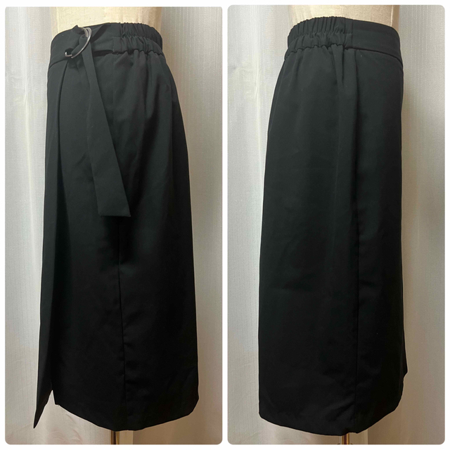 GU(ジーユー)のGU 巻きスカート　ラップスカート　ブラック　XSサイズ レディースのスカート(ひざ丈スカート)の商品写真