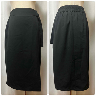 ジーユー(GU)のGU 巻きスカート　ラップスカート　ブラック　XSサイズ(ひざ丈スカート)