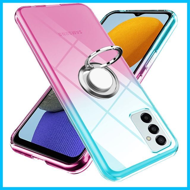 色: 绿の粉】Galaxy M23 5G ケース リング 透明 tpu 薄型