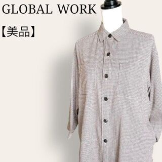 グローバルワーク(GLOBAL WORK)の【美品】グローバルワーク　ビッグシャツ　ネルシャツ　ハウンドトゥース(チュニック)