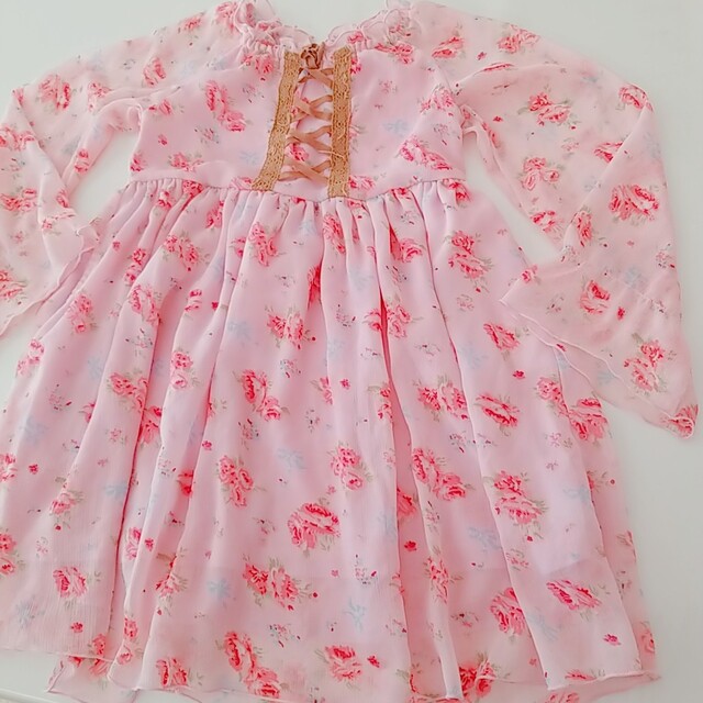 子供用♡薔薇柄シフォンワンピース～130 キッズ/ベビー/マタニティのキッズ服女の子用(90cm~)(ワンピース)の商品写真