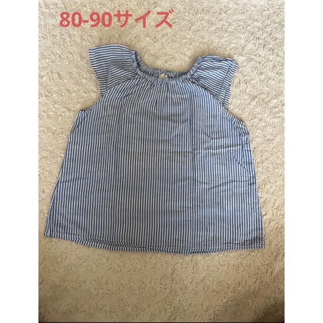 H&M(エイチアンドエム)の★美品★水色＆白のストライプ 夏服 キッズ/ベビー/マタニティのキッズ服女の子用(90cm~)(Tシャツ/カットソー)の商品写真