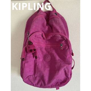 キプリング(kipling)のKIPLING キプリング　 リュック　ゴリラチャーム付き　 ピンク (リュック/バックパック)