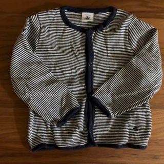 プチバトー(PETIT BATEAU)のプチバトー　カーディガン　ネイビー　ミラレ　12m 74cm(カーディガン/ボレロ)