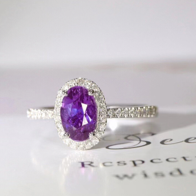 天然パープル サファイア ダイヤ リング1.19ct k18 f 安 アクセサリー