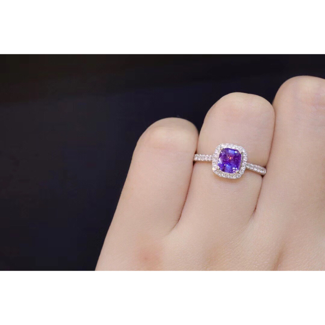 天然非加熱ピンクパープル サファイア ダイヤ リング1.06ct k18 f