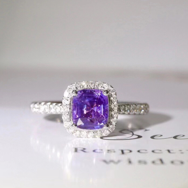 天然パープル サファイア ダイヤ リング0.95ct k18 f-silversky