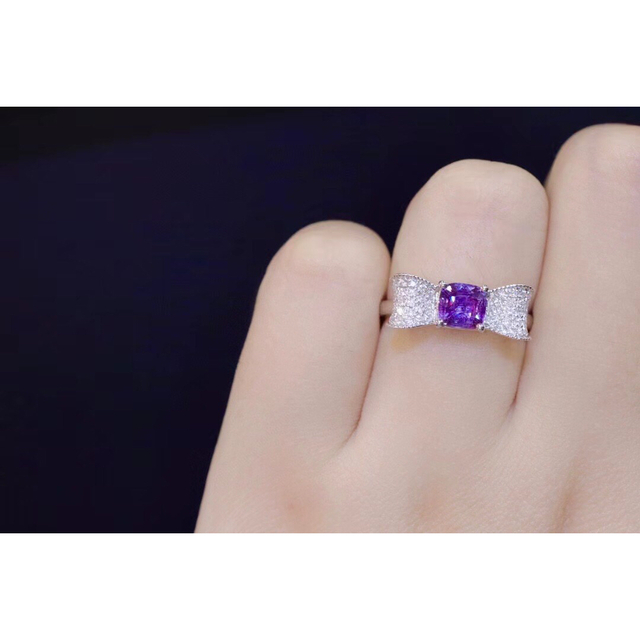 天然 紫サファイア  ダイヤ リング1.4ct k18 f