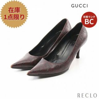 グッチ(Gucci)のグッチシマ ポインテッドトゥ パンプス レザー ダークブラウン(ハイヒール/パンプス)