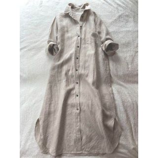 美品♪プラージュ 21ss リネン ロングシャツワンピース 麻 ベージュ