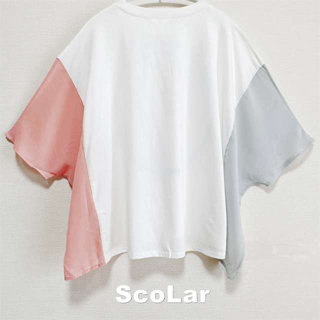 ScoLar(スカラー)の【ScoLar】スカラー ネオン柄シフォン切替 シャツプルオーバー タグ付未使用 レディースのトップス(シャツ/ブラウス(半袖/袖なし))の商品写真