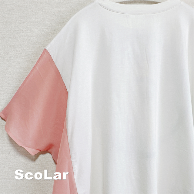 ScoLar(スカラー)の【ScoLar】スカラー ネオン柄シフォン切替 シャツプルオーバー タグ付未使用 レディースのトップス(シャツ/ブラウス(半袖/袖なし))の商品写真