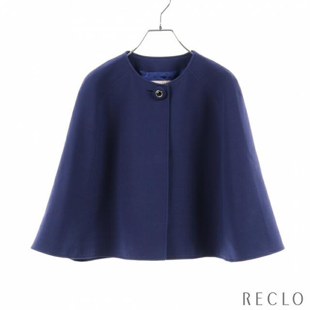 EMILIO PUCCI(エミリオプッチ)の ケープ ジャケット ウール シルク ブルー レディースのジャケット/アウター(その他)の商品写真