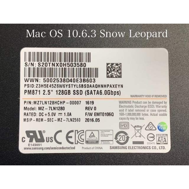MacOS X 10.6.3 SNOW LEOPARD(Samsung製SSD) スマホ/家電/カメラのPC/タブレット(PCパーツ)の商品写真