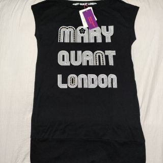 マリークワント(MARY QUANT)のマリークワント　ロング　Tシャツ　ノースリーブ　ワンピース　ブラック　黒　白(Tシャツ(半袖/袖なし))