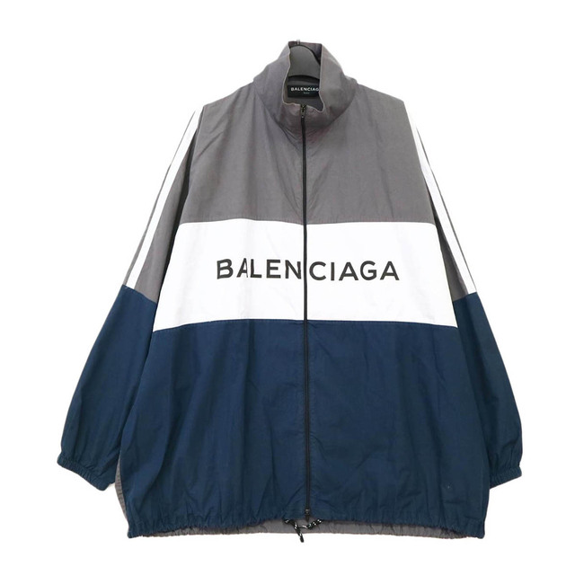 Balenciaga(バレンシアガ)のバレンシアガ ロゴ トラックジャケット 508901 メンズ グレー ホワイト ネイビー BALENCIAGA 【中古】 【アパレル・小物】 メンズのジャケット/アウター(その他)の商品写真