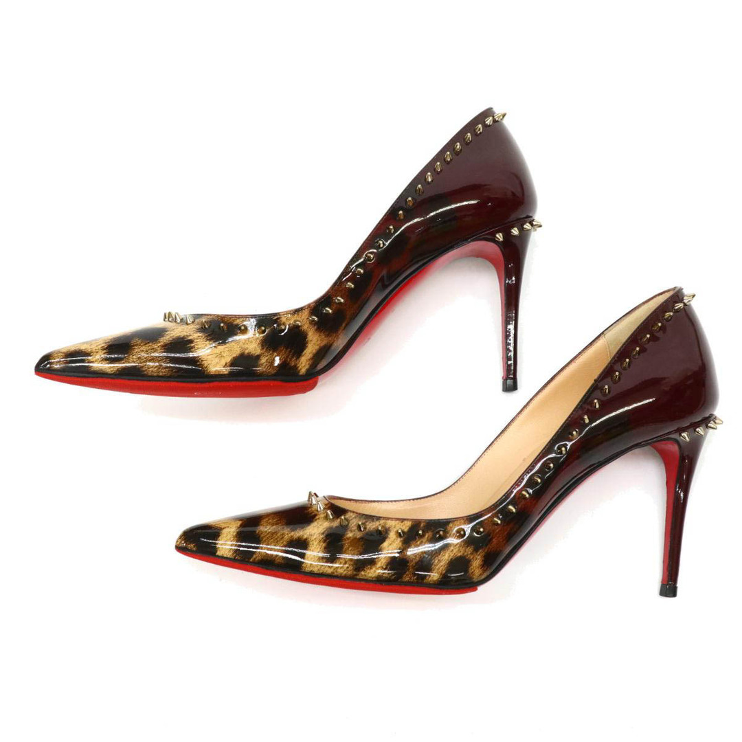 クリスチャンルブタン スパイク レオパード ハイヒール パンプス レディース ブラウン レッド系 Christian Louboutin 【中古】  【アパレル・小物】