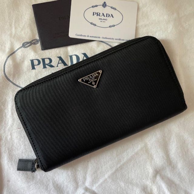 ✨美品✨プラダ 三角ロゴ 長財布 ラウンドジップ ナイロン ブラック