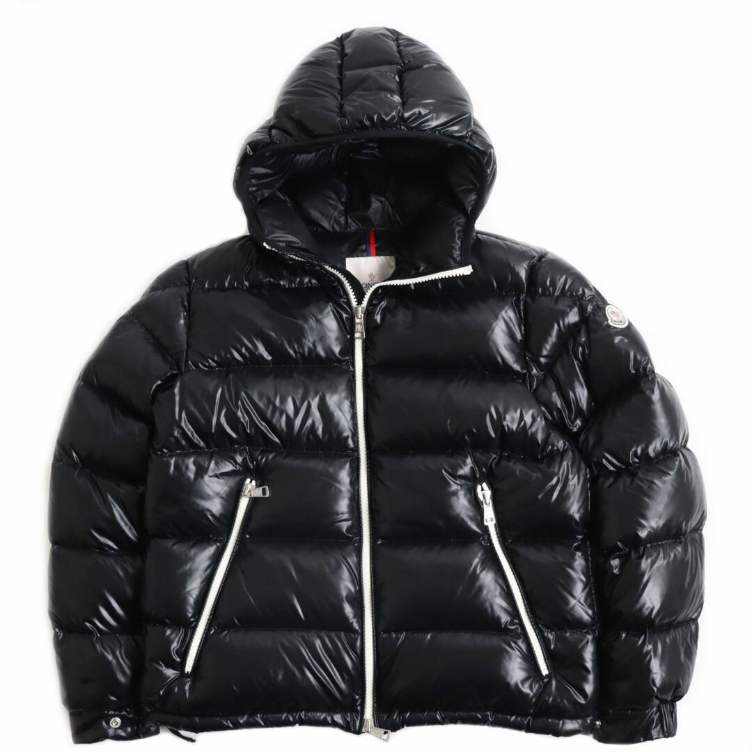 美品●MONCLER モンクレール BLIER GIUBBOTTO/ブリエ ロゴワッペン付き フーデッドダウンジャケット ブラック 2 正規品 メンズ