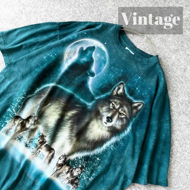 ART VINTAGE(アートヴィンテージ)の【vintage】00s 狼 オオカミ プリント タイダイ染め ルーズ Tシャツ メンズのトップス(Tシャツ/カットソー(半袖/袖なし))の商品写真