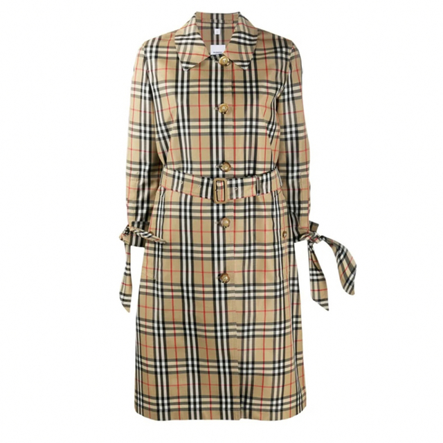 burberryクラシックチェックトレンチコートステンカラーリボンバーバリー