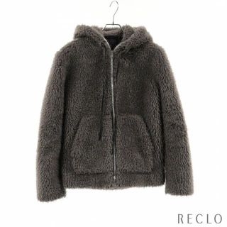 ヘルムートラング(HELMUT LANG)の ジャケット フェイクファー ダークグレー レザートリム フード付き(その他)