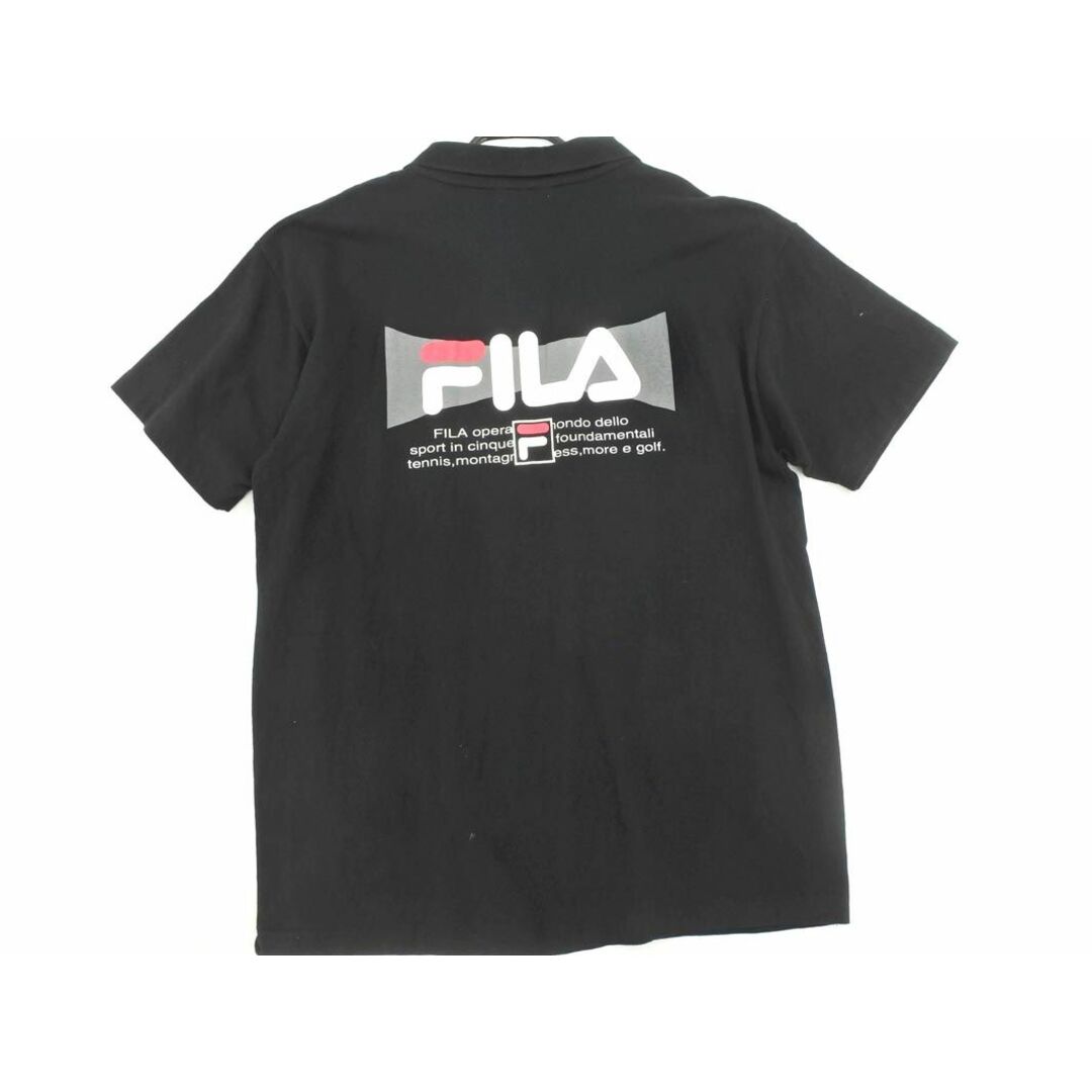 FILA - FILA フィラ 刺繍 バックプリント ポロ カットソー sizeL/黒